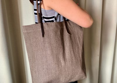 Brown Denim Tote Bag