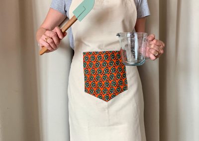 Cotton Linen Apron with West African Accent Front Pocket